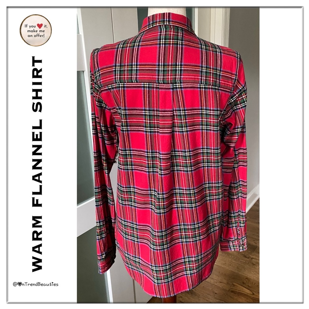 Red Plaid Warm Flannel Shirt - Picture 4 of 9